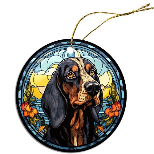 Dog Breed Christmas Ornament Stained Glass Style, 