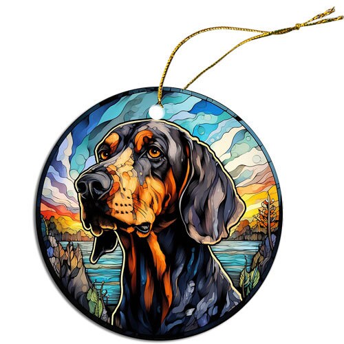 Dog Breed Christmas Ornament Stained Glass Style, 