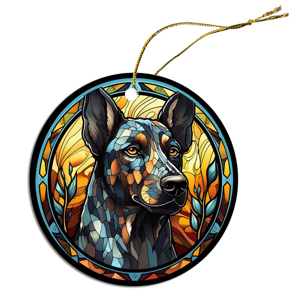 Dog Breed Christmas Ornament Stained Glass Style, 