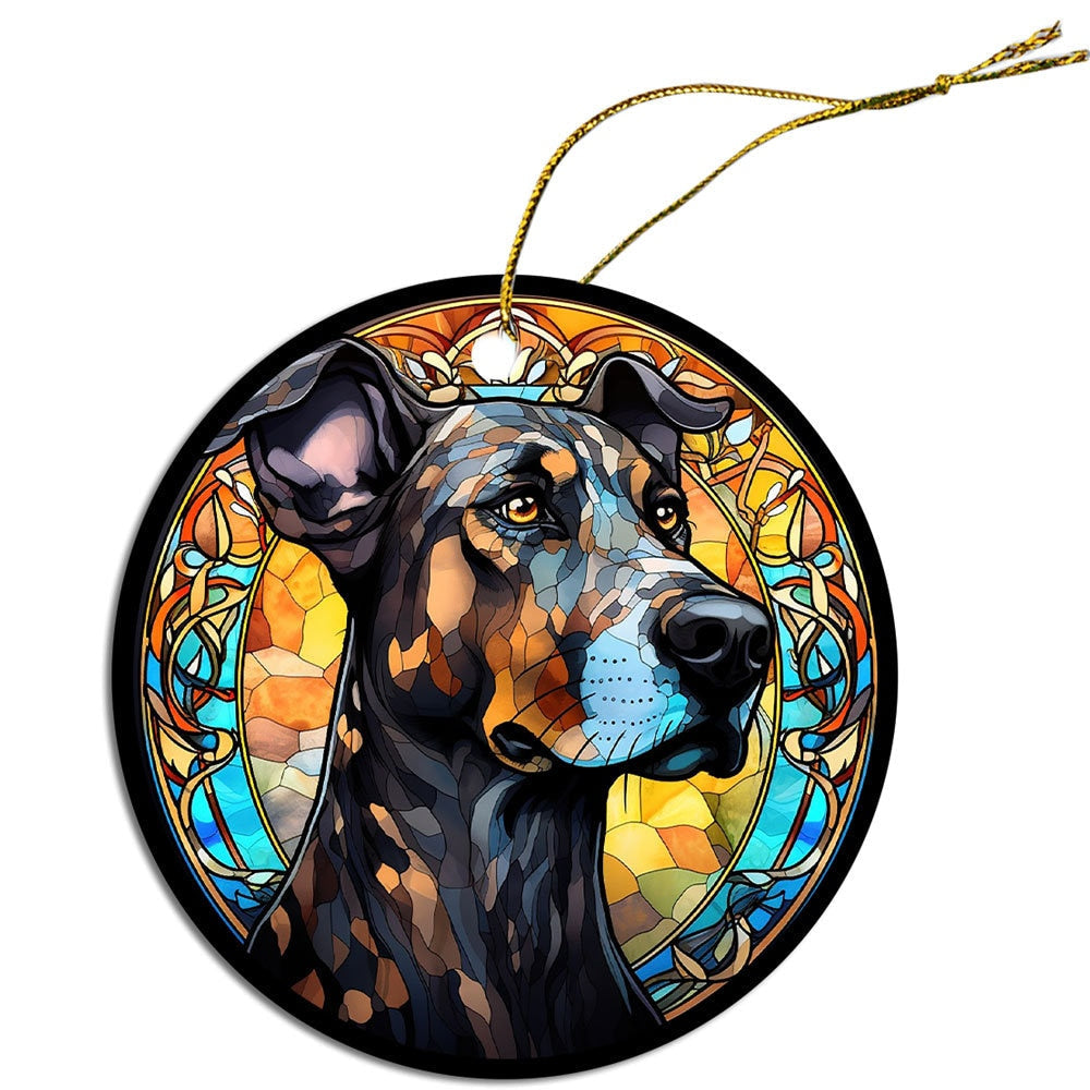 Dog Breed Christmas Ornament Stained Glass Style, 