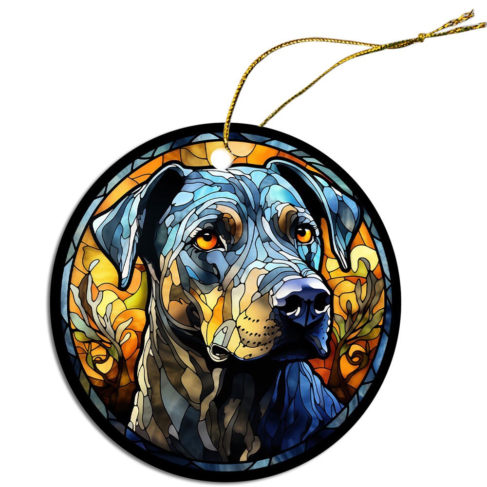 Dog Breed Christmas Ornament Stained Glass Style, 