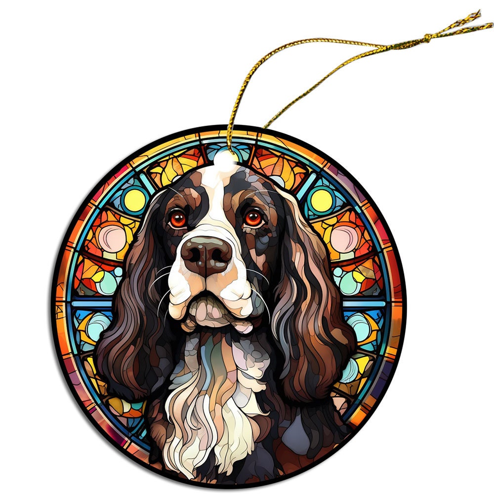 Dog Breed Christmas Ornament Stained Glass Style, 