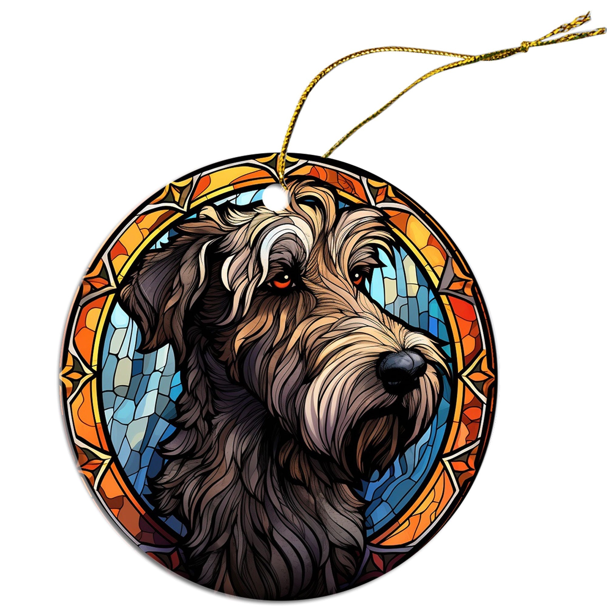 Dog Breed Christmas Ornament Stained Glass Style, 