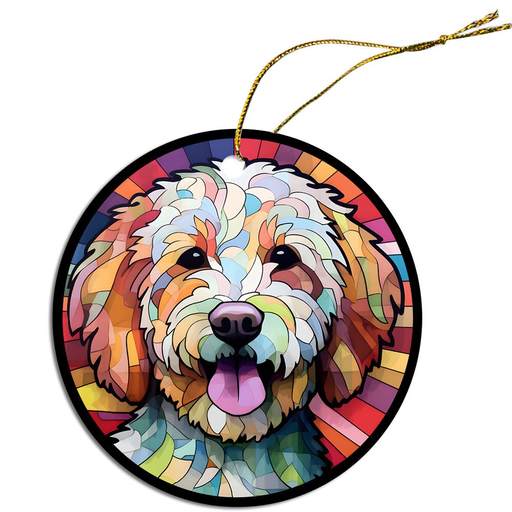 Dog Breed Christmas Ornament Stained Glass Style, 