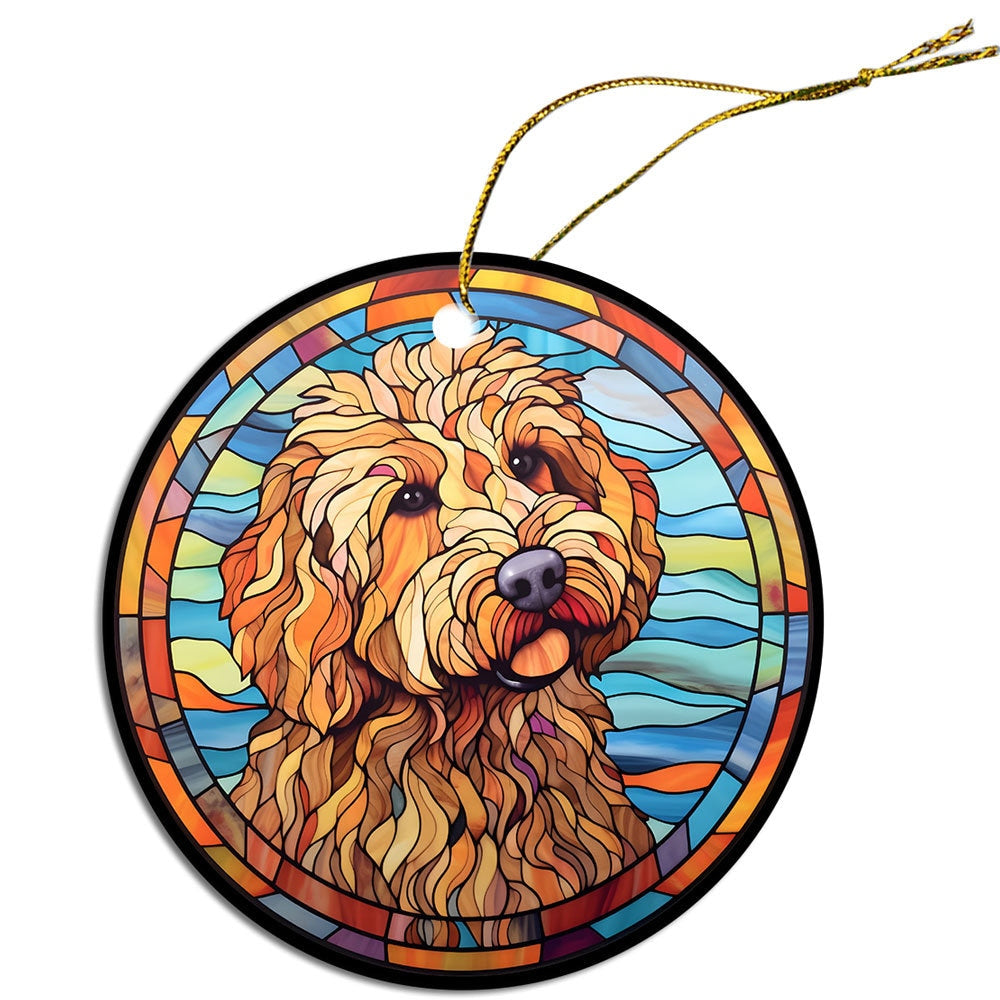 Dog Breed Christmas Ornament Stained Glass Style, 