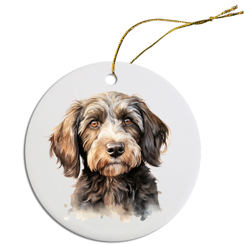 Dog Breed Specific Round Christmas Ornament, 