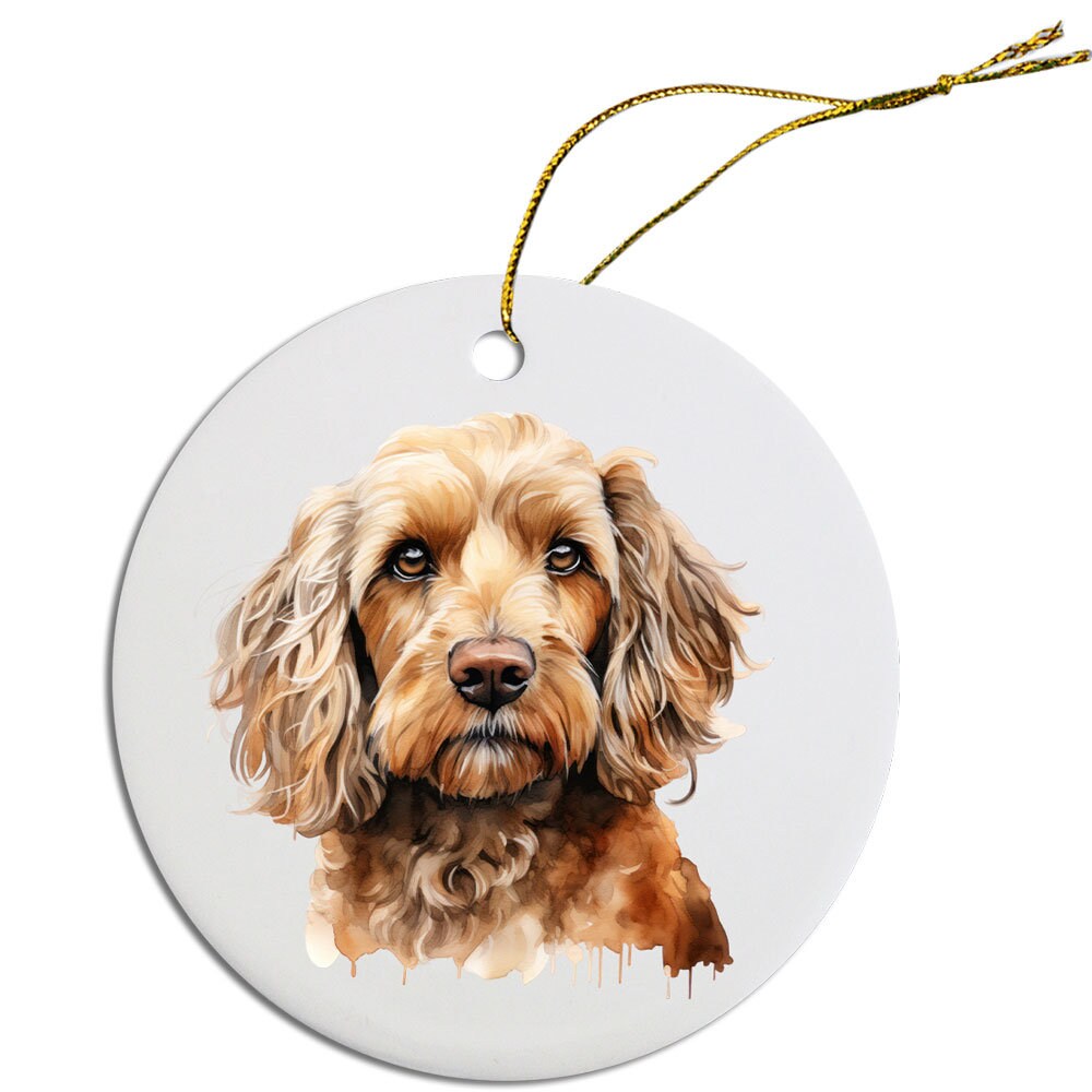 Dog Breed Specific Round Christmas Ornament, 