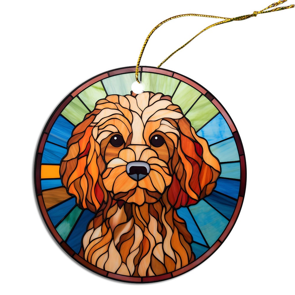 Dog Breed Christmas Ornament Stained Glass Style, 