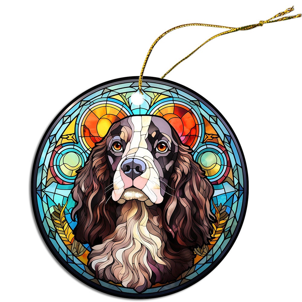 Dog Breed Christmas Ornament Stained Glass Style, 