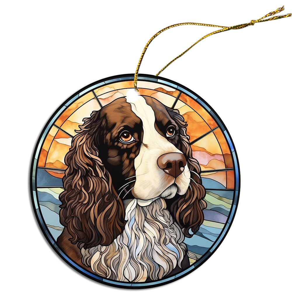 Dog Breed Christmas Ornament Stained Glass Style, 