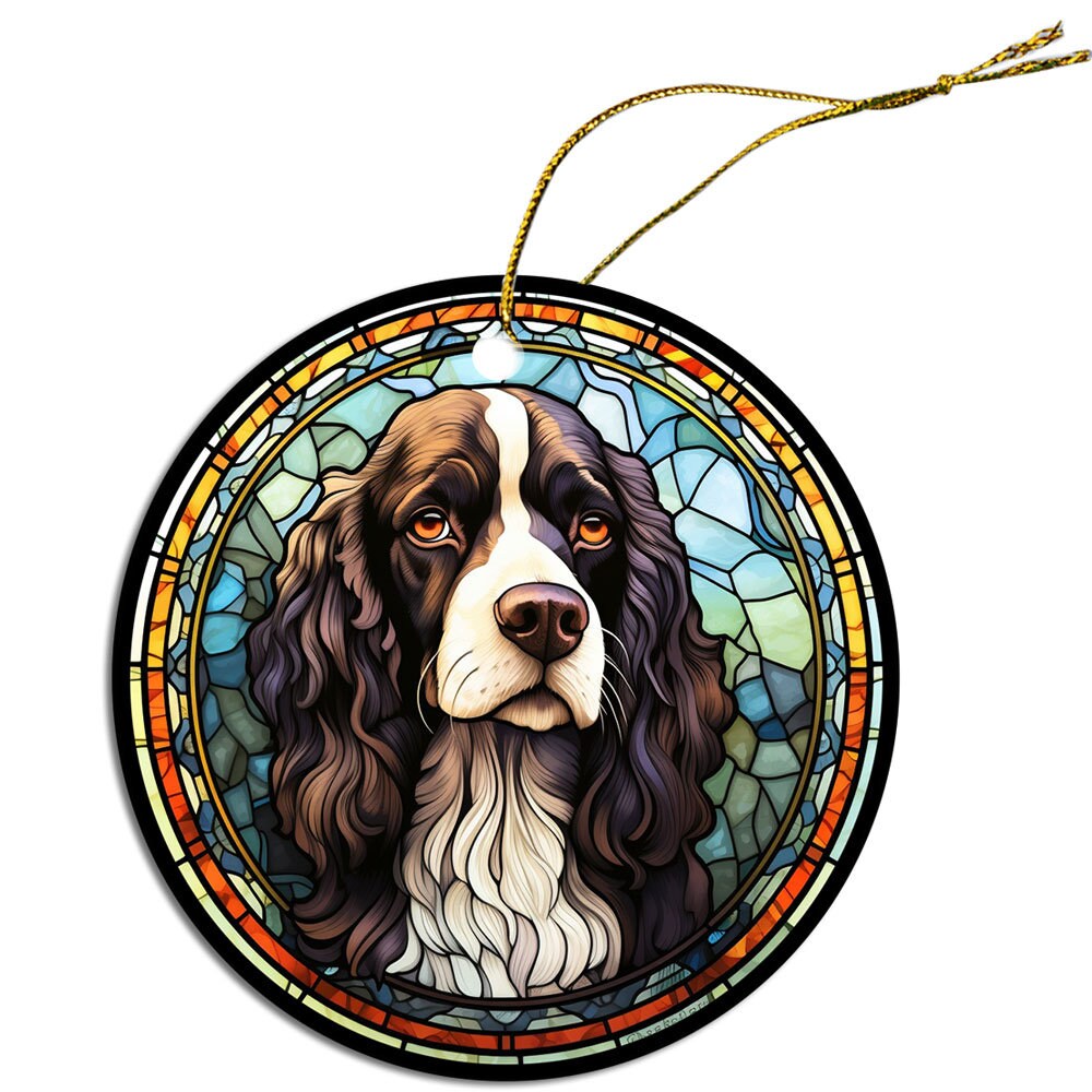 Dog Breed Christmas Ornament Stained Glass Style, 