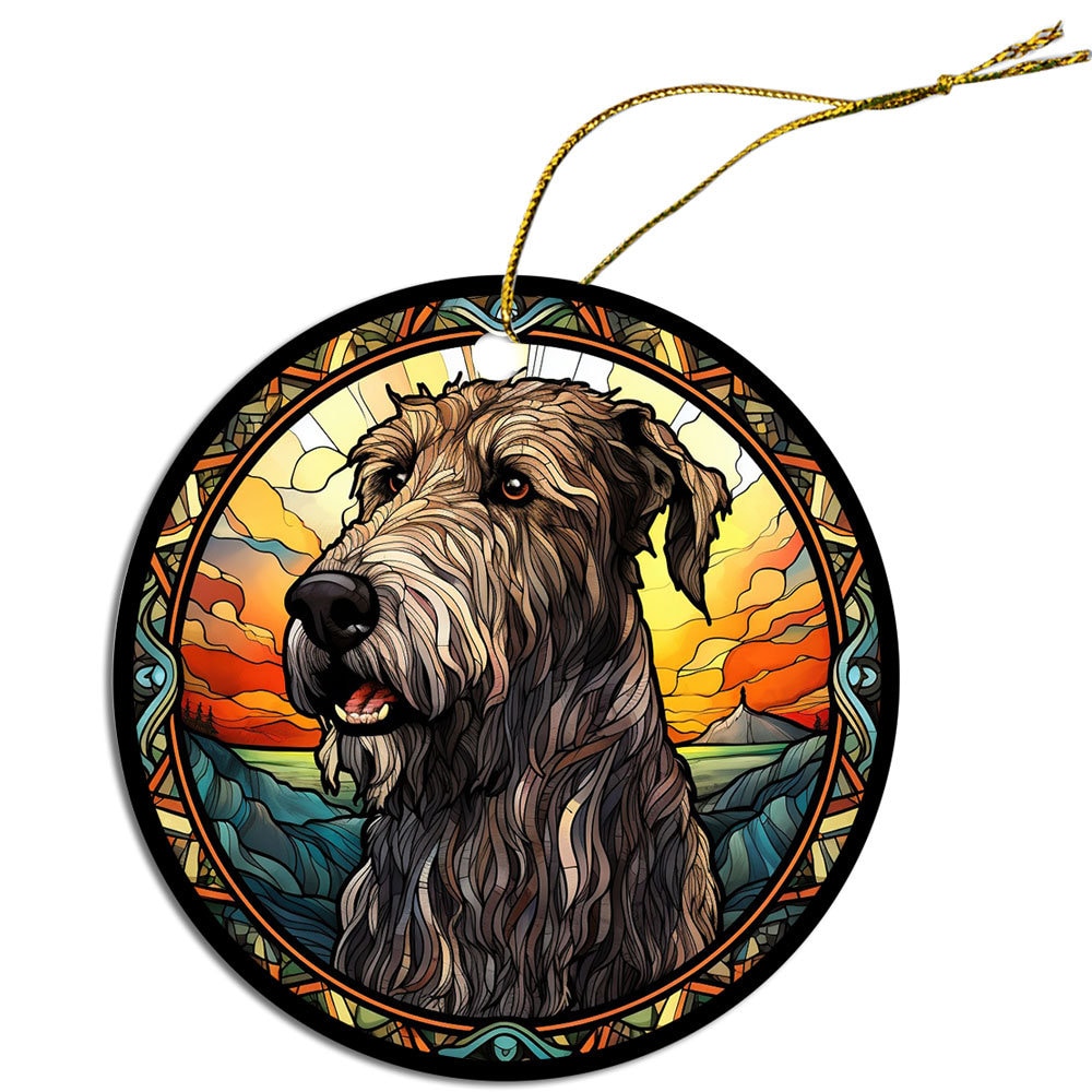 Dog Breed Christmas Ornament Stained Glass Style, 