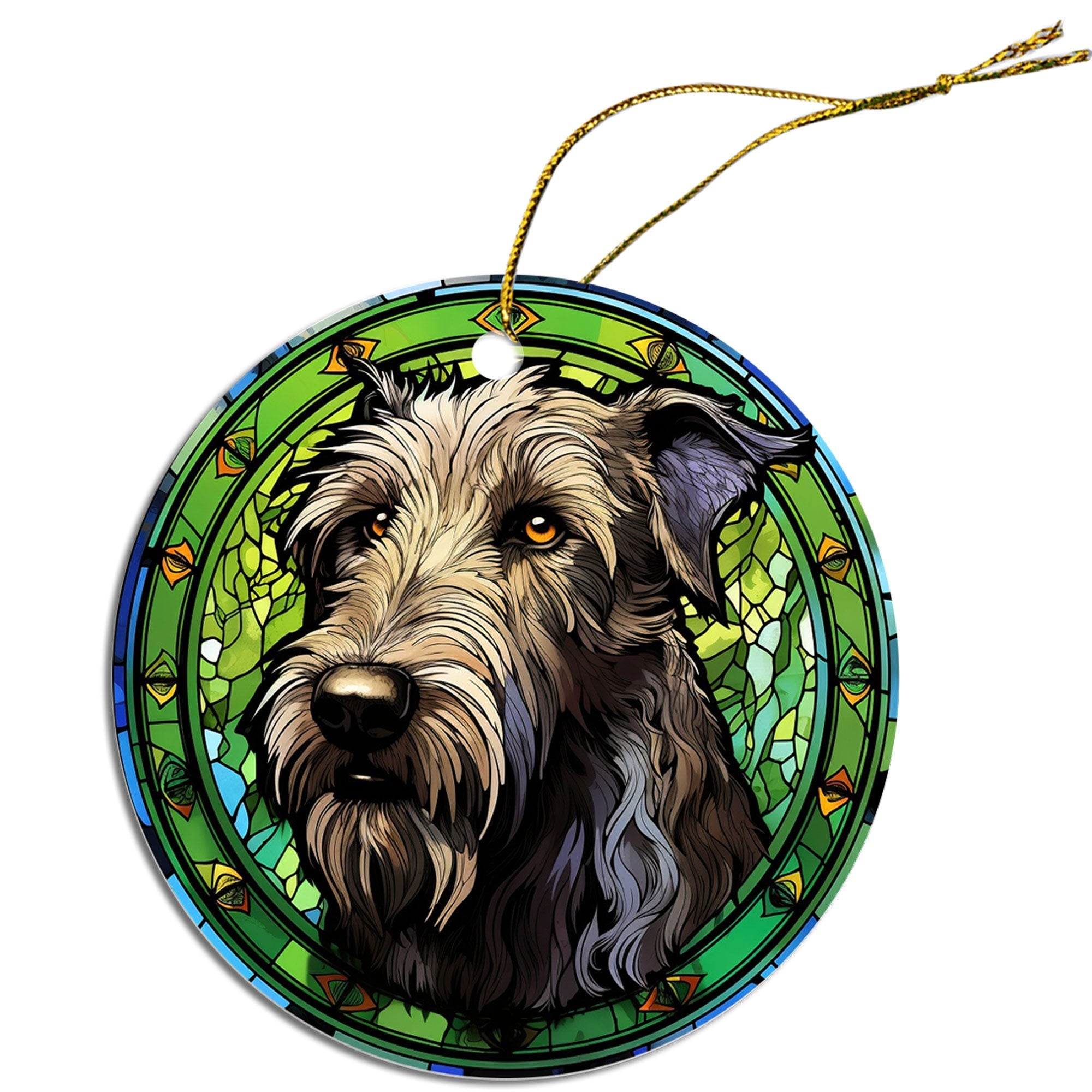 Dog Breed Christmas Ornament Stained Glass Style, 