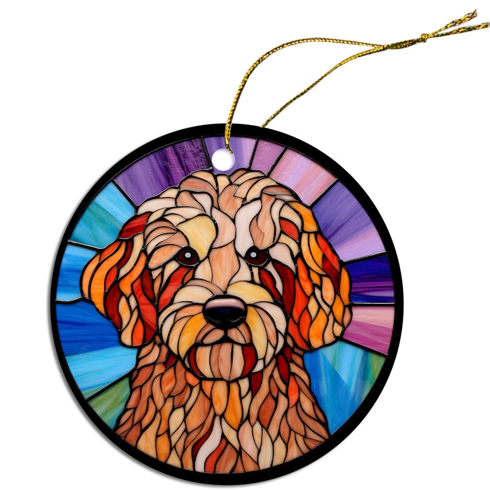 Dog Breed Christmas Ornament Stained Glass Style, 