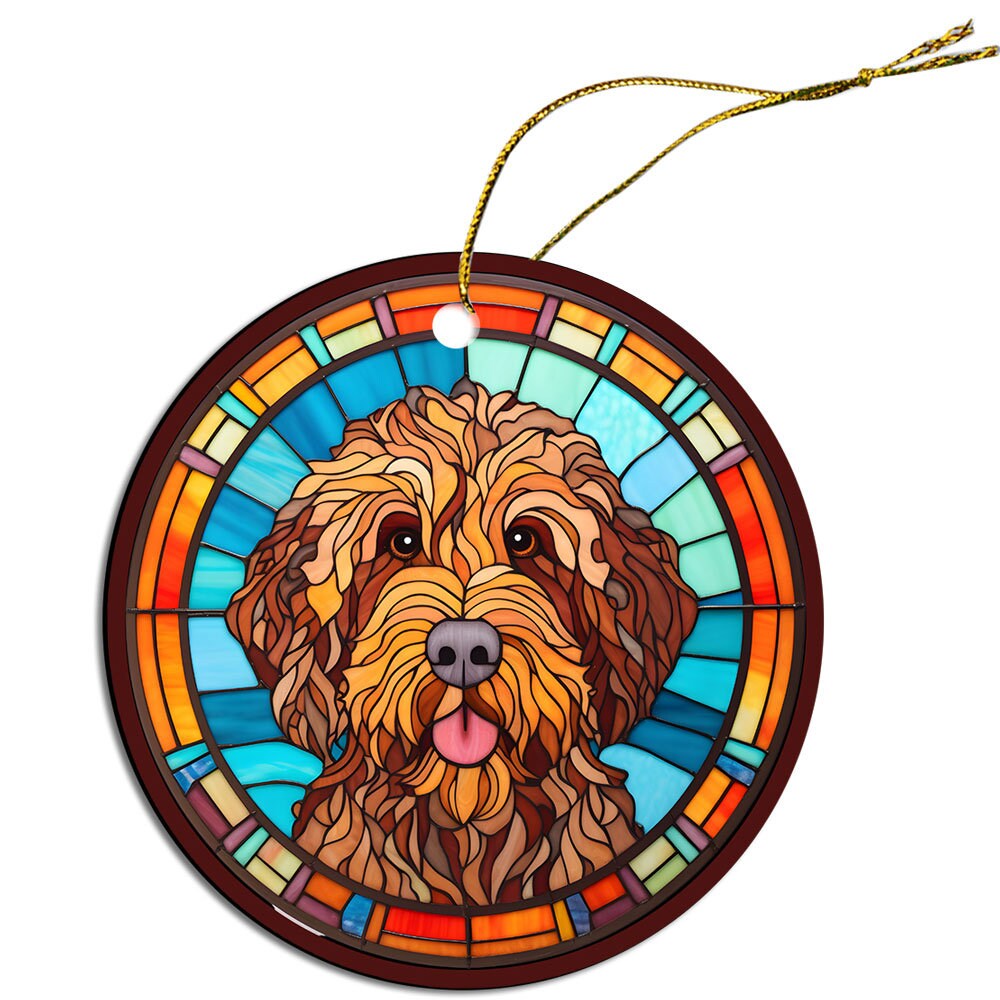 Dog Breed Christmas Ornament Stained Glass Style, 