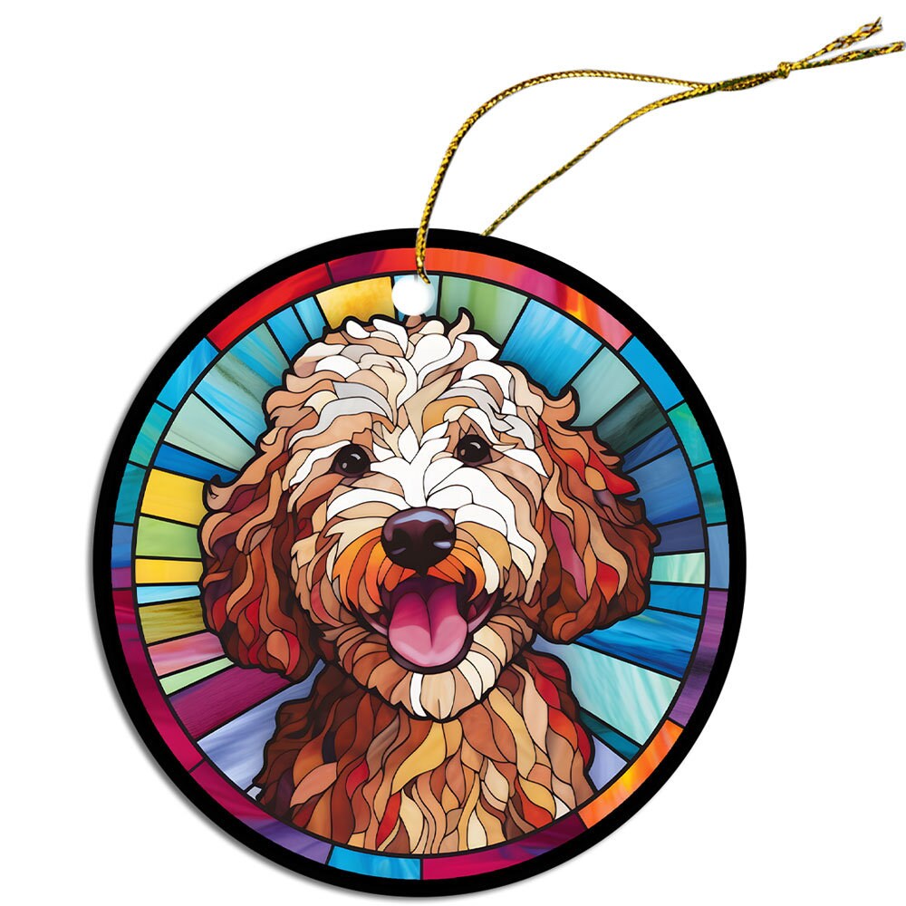 Dog Breed Christmas Ornament Stained Glass Style, 