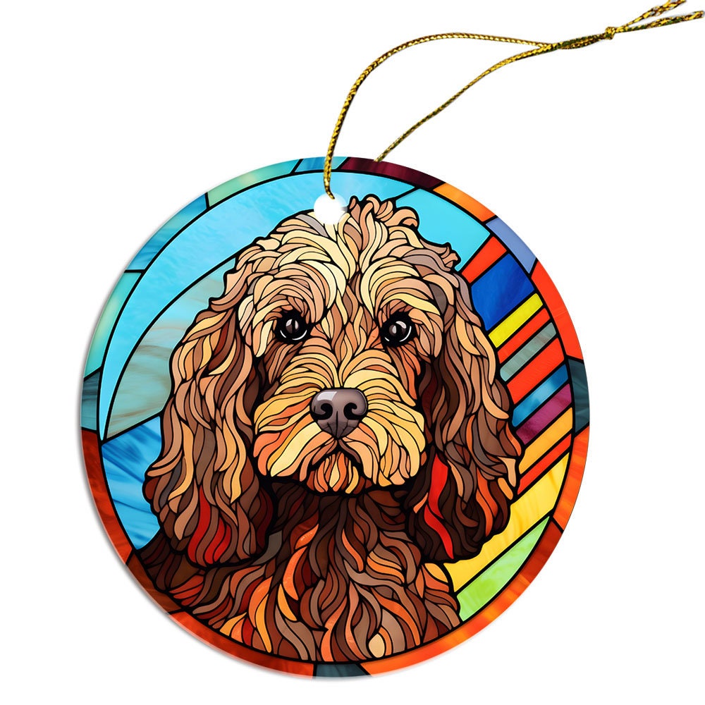 Dog Breed Christmas Ornament Stained Glass Style, 