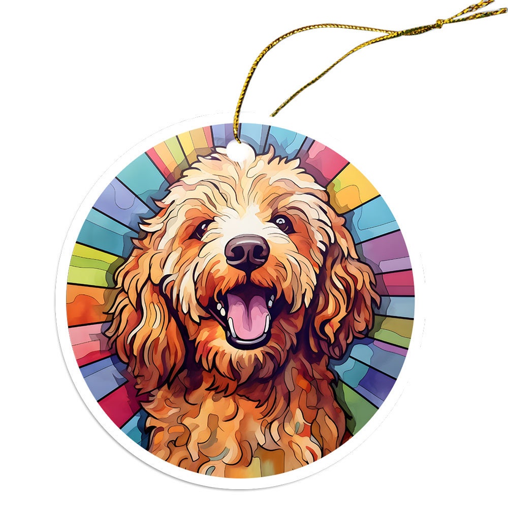 Dog Breed Christmas Ornament Stained Glass Style, 