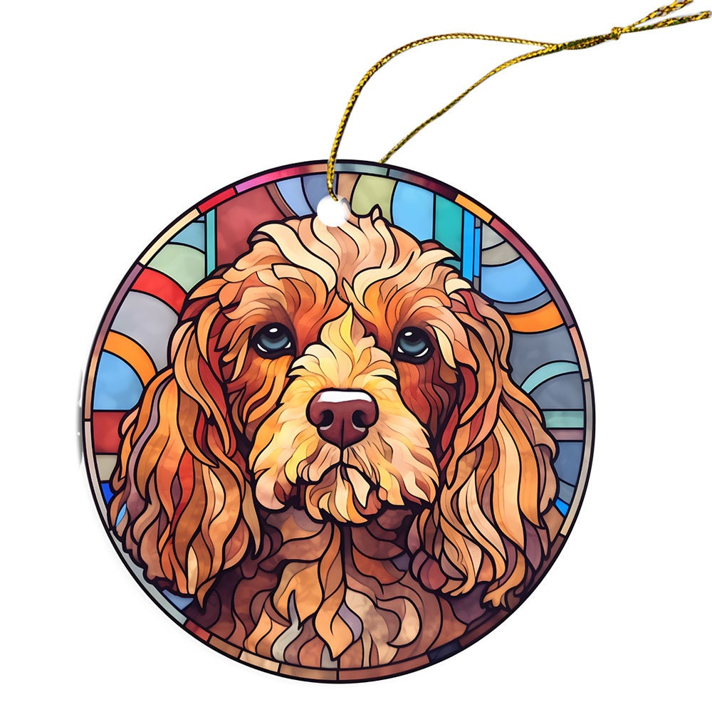 Dog Breed Christmas Ornament Stained Glass Style, 