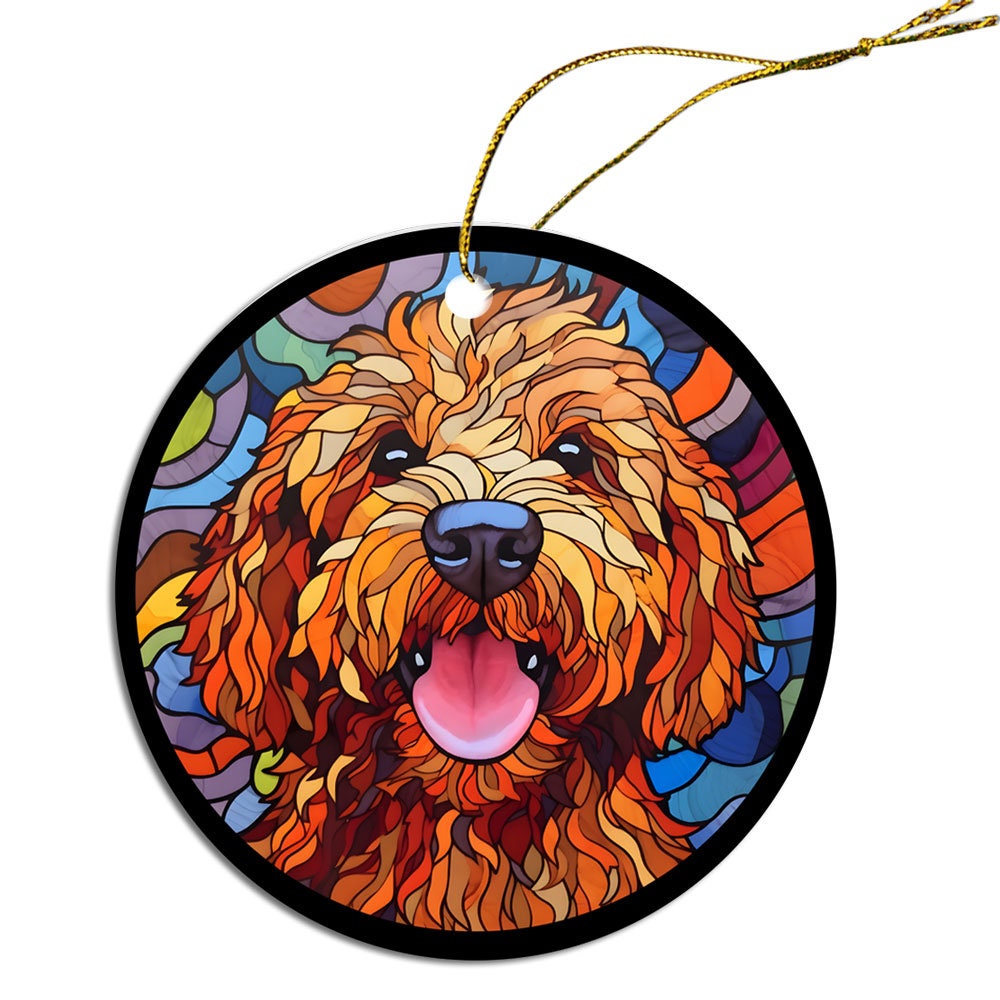 Dog Breed Christmas Ornament Stained Glass Style, 