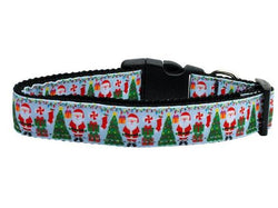 Christmas Pet Dog & Cat Nylon Collar or Leash, "Aqua Santa"