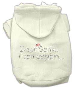 Christmas Pet Dog & Cat Hoodie Rhinestone, "Dear Santa, I Can Explain"