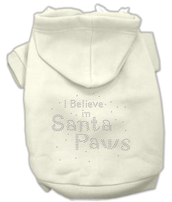 Christmas Pet Dog & Cat Hoodie Rhinestone, "I Believe In Santa Paws"