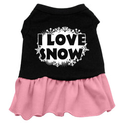 Christmas Pet Dog & Cat Dress Screen Printed, "I Love Snow"