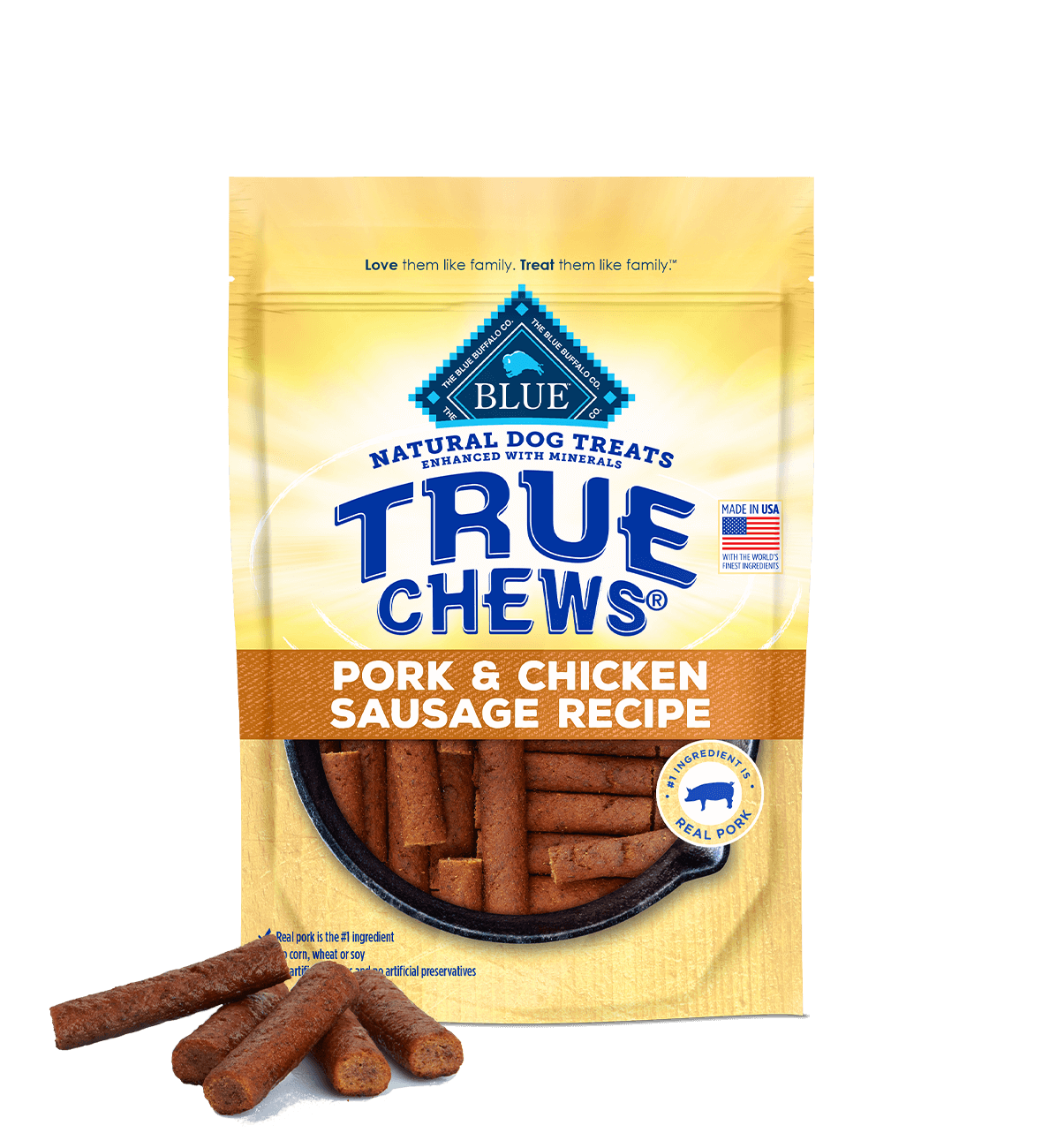 12 盎司 Blue Buffalo True Chews 鸡肉和猪肉香肠狗粮