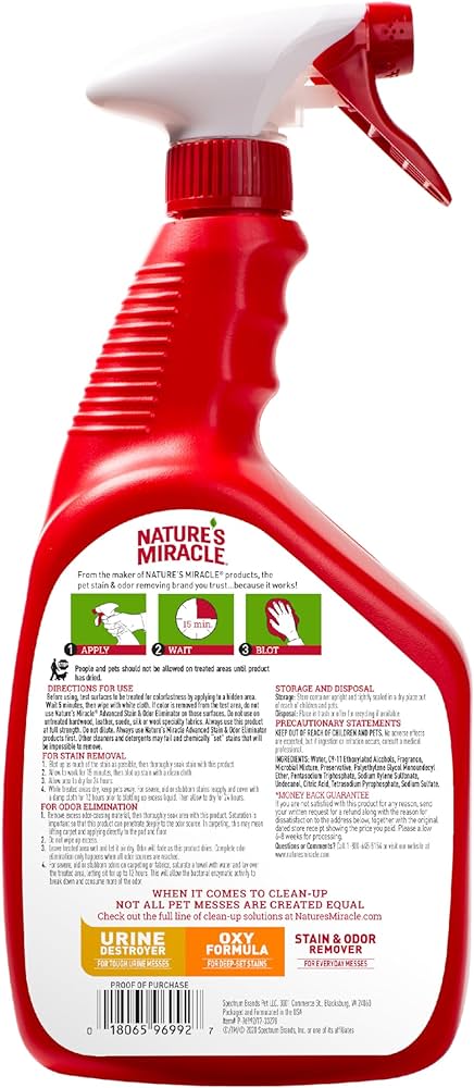 Nature's Miracle Advanced Just For Cats Stain and Odor Remover Spray (32oz)