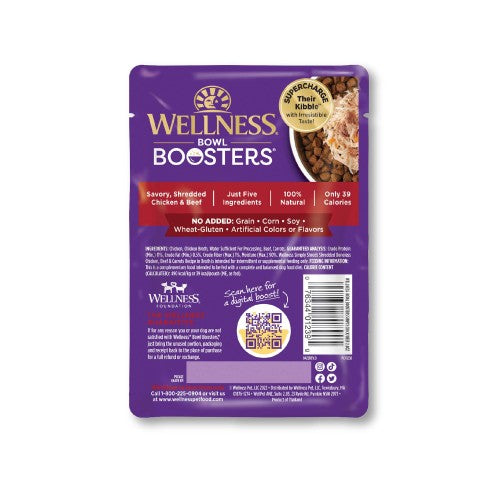 Wellness Bowl Boosters de 2,8 oz simplemente tritura la comida para perros con carne de res y zanahorias