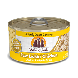 Comida para gatos Weruva Paw Lickin de pollo en salsa de 3 oz