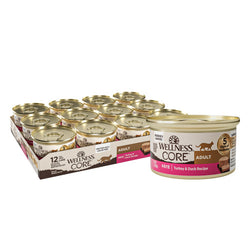 Comida húmeda para gatos Wellness Core Adult sin cereales, paté de pato y pavo, 5,5 oz