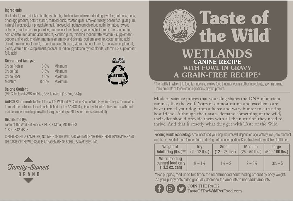 Alimento canino para aves de humedal adultas Taste of the Wild de 13,2 oz