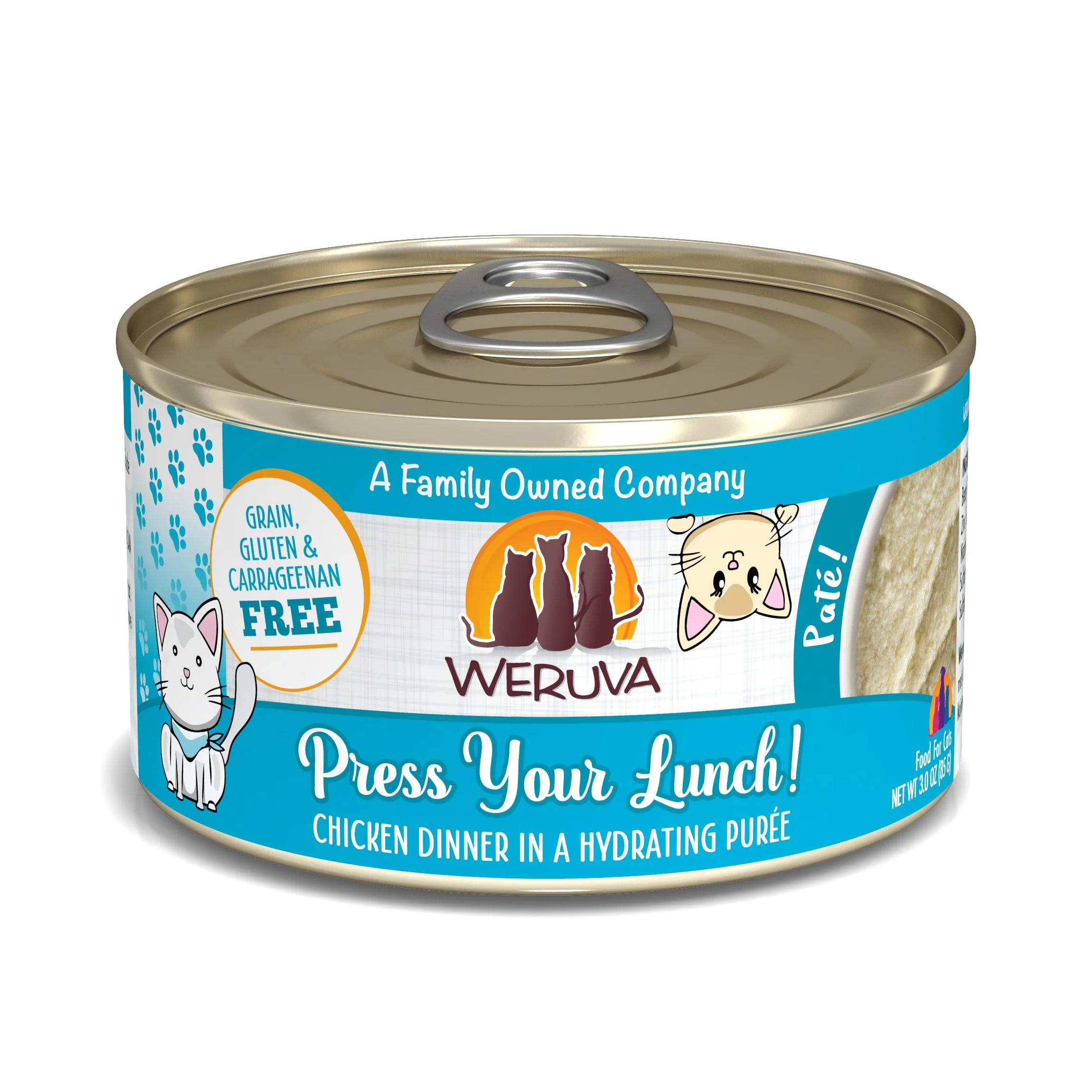 Comida para gatos Weruva Adult Press Your Lunch con paté de pollo, 3 oz