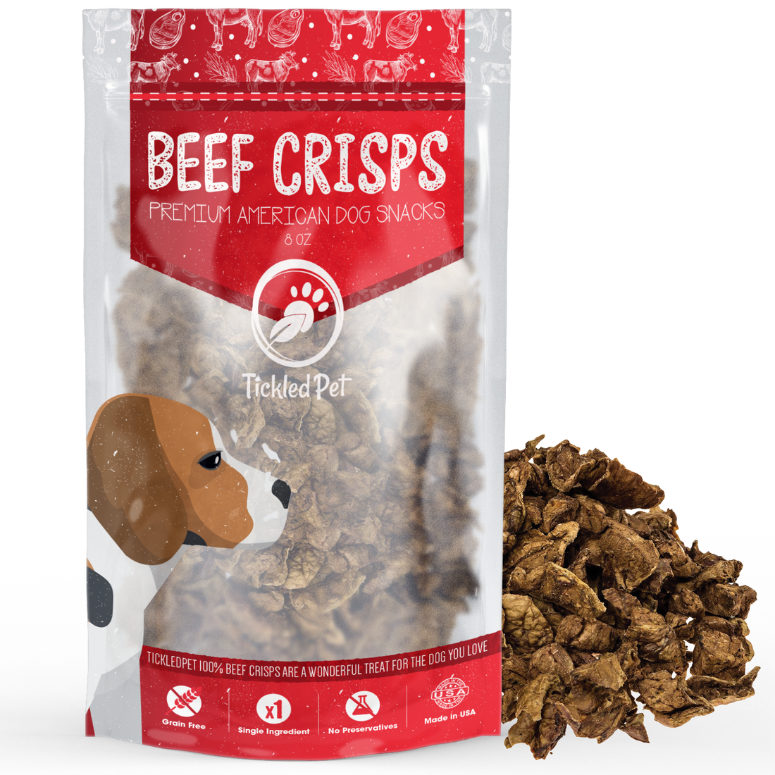 Patatas fritas para perros con pulmón de res Tickled Pets de 8 oz