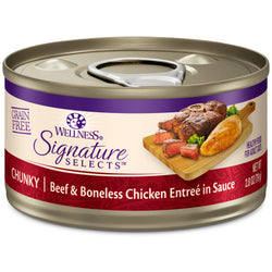 Comida húmeda para gatos Wellness Core Adult Signature Select con trozos de carne de res y pollo, 5.3 oz