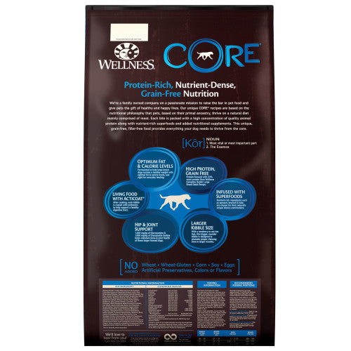 Alimento para perros de razas grandes, sin cereales, para adultos, Wellness Core, 24 lb