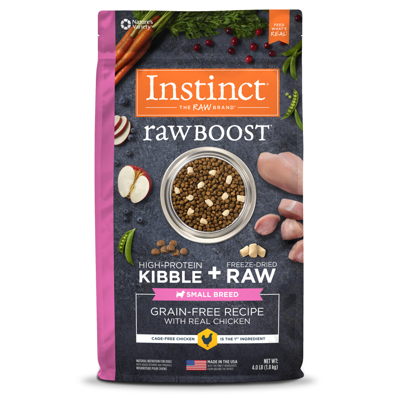 4 磅 Instinct Raw Boost 成年小型犬鸡肉干狗粮