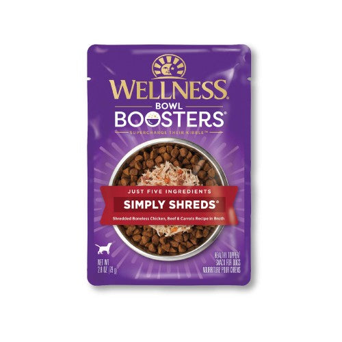 2.8 盎司 Wellness Bowl Boosters Simply Shreds 牛肉和胡萝卜狗粮配料