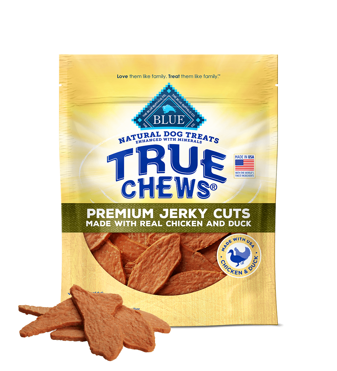 10 oz Blue Buffalo True Chews Jerky Cuts golosinas para perros de pollo y pato