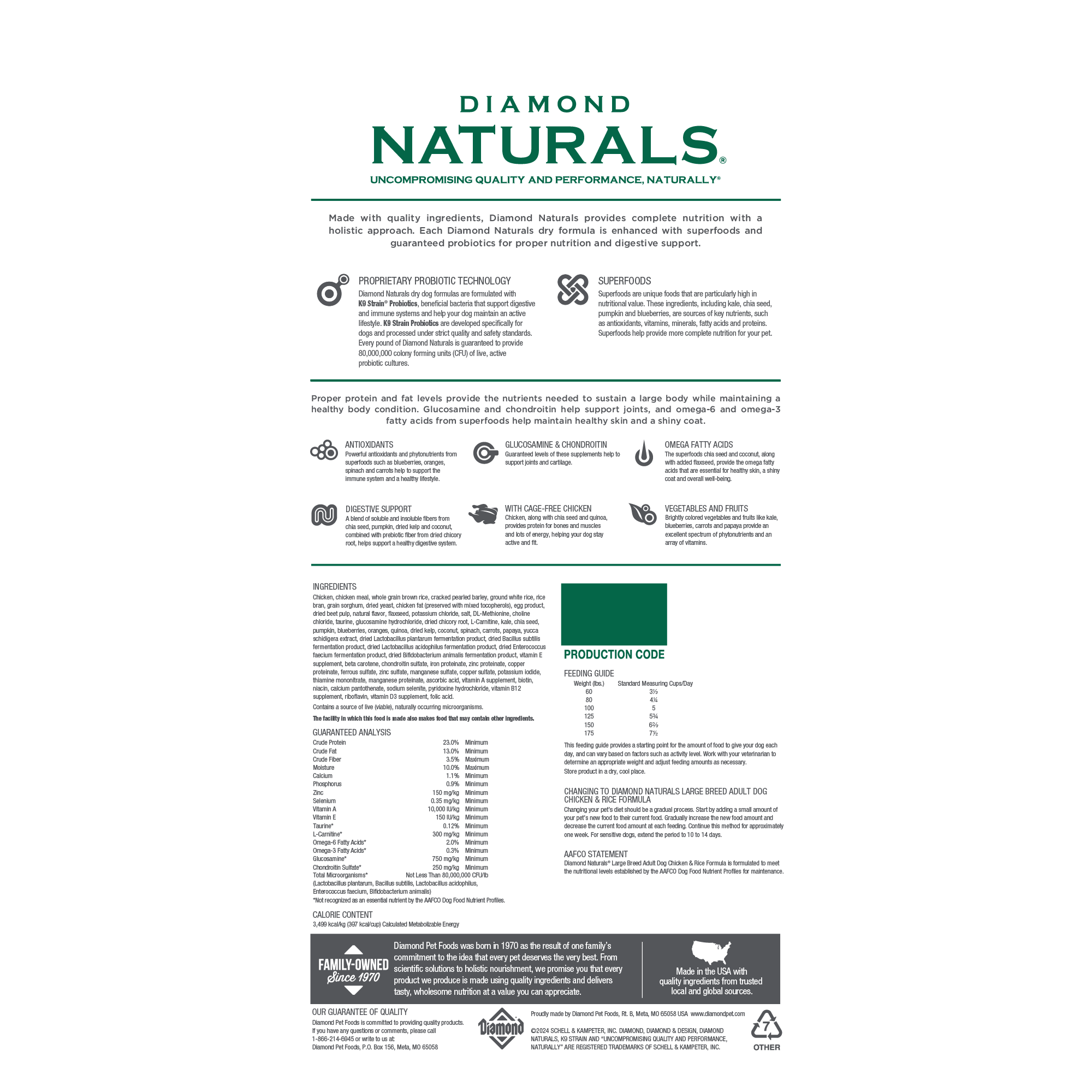 40 磅 Diamond Naturals 成年大型犬鸡肉和米饭干狗粮