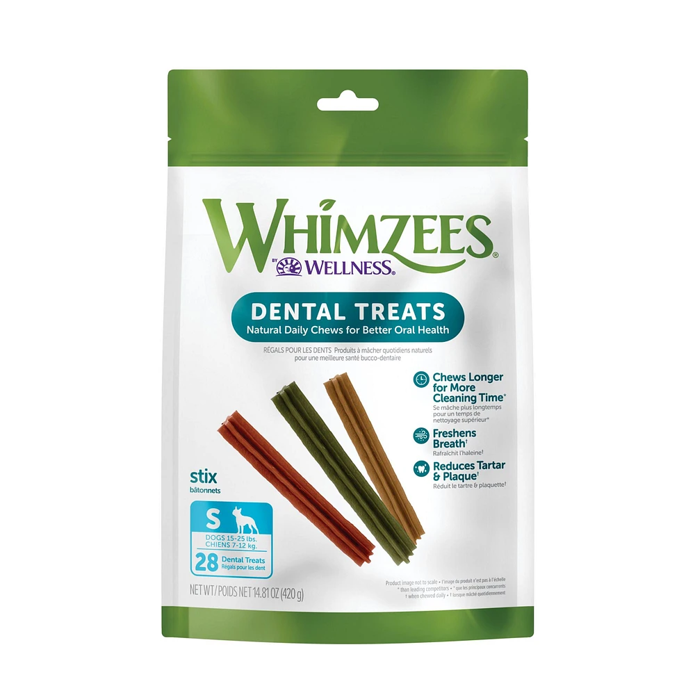 Valuebag Whimzees Stix - Golosinas dentales diarias pequeñas para perros, 14,8 oz, 4,7