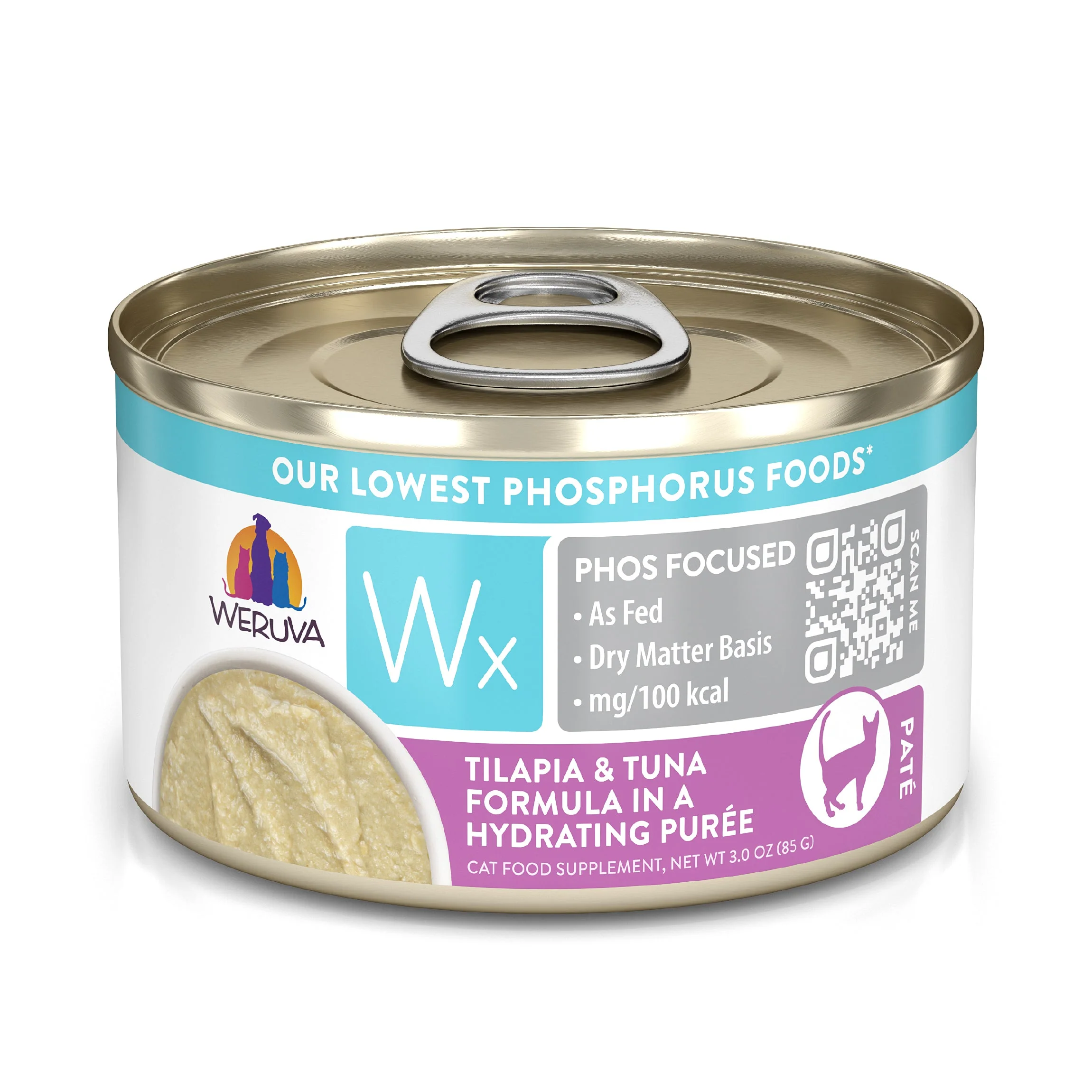 Comida húmeda para gatos Weruva WX Tilapia y atún de 3oz