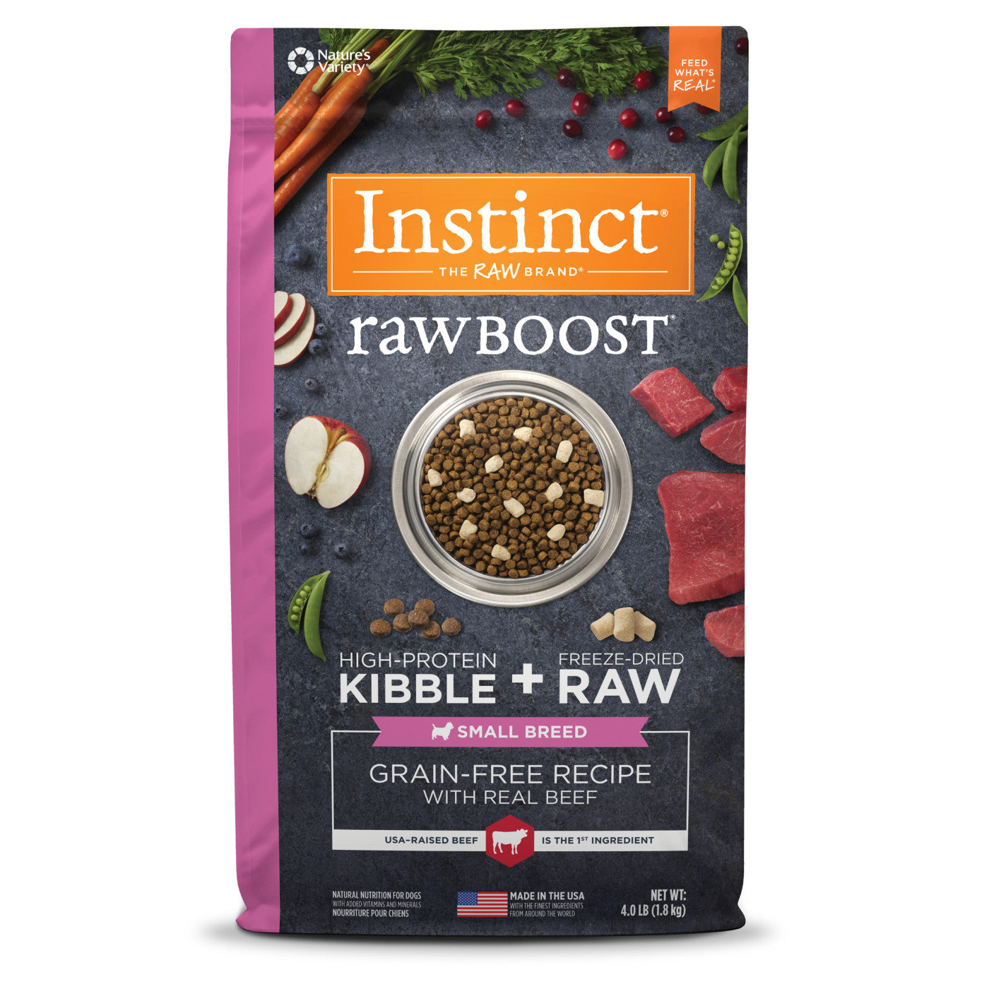 Instinct Raw Boost Adult Small Breed Grain Free Beef Dry Dog Food (4lb)