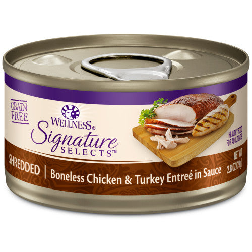 Comida húmeda para gatos Wellness Core Adult Signature Select de pollo y pavo desmenuzado, 2,8 oz