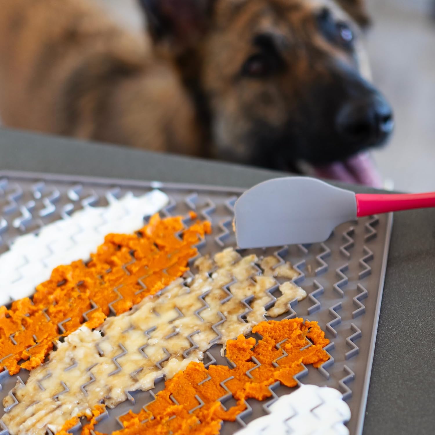 Messy Mutt Lick Mat Silicone Warm Grey Large