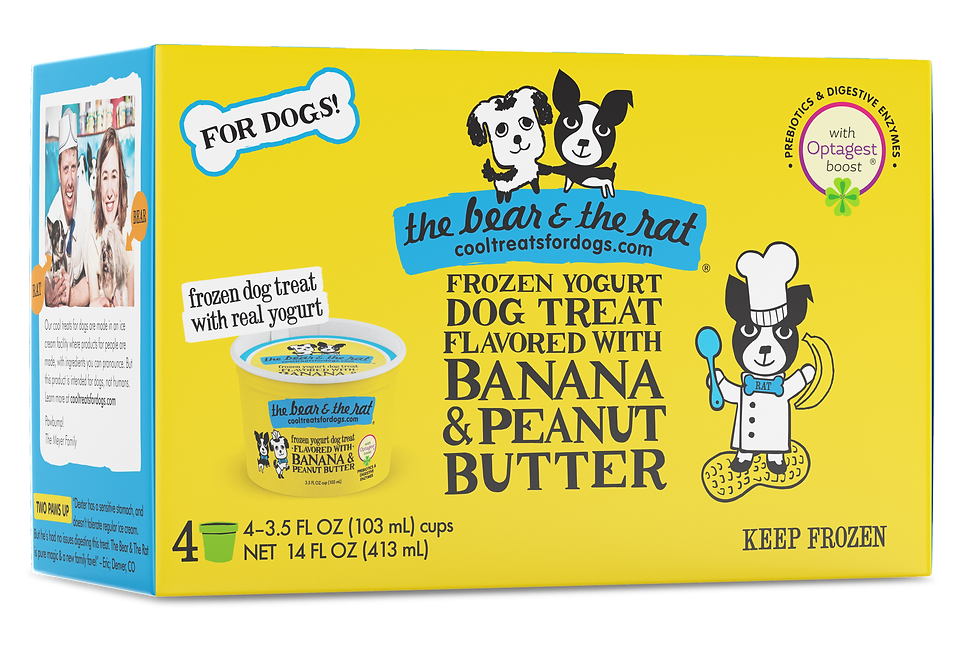 3.5oz 4Pk The Bear and The Rat Banana and Peanut Butter Dog Frozen Yogurt