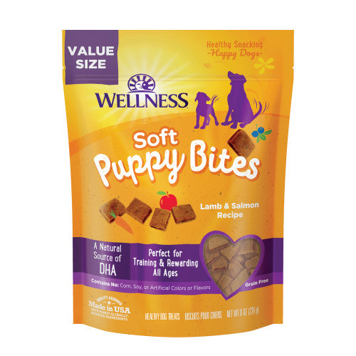 Golosinas para perros Wellness Soft Puppy Bites de cordero y salmón de 3 oz