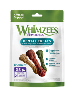 Golosinas dentales diarias extra pequeñas para perros Whimzees Brushzees de 7,4 oz